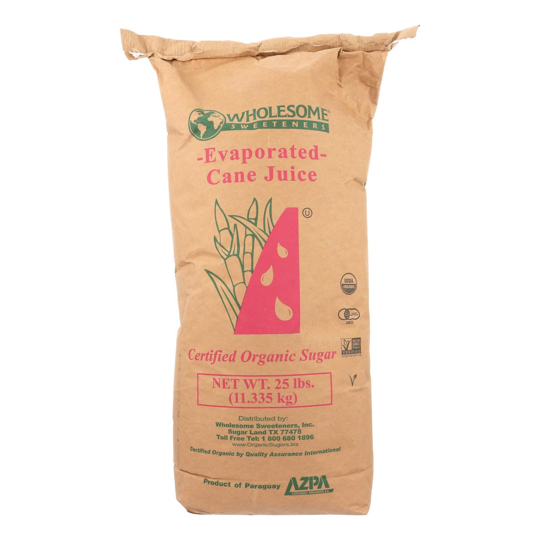 Wholesome Sweeteners Cane Sugar Organic And Natural - Single Bulk Item - 25lb - Maras Green
